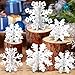 OuMuaMua 6 Set Snowflake Christmas Table Decorations 12pcs White Wooden 3D Snowflake Decor Tabletop Centerpiece for Christmas Party Supplies Home Decor - Image 3