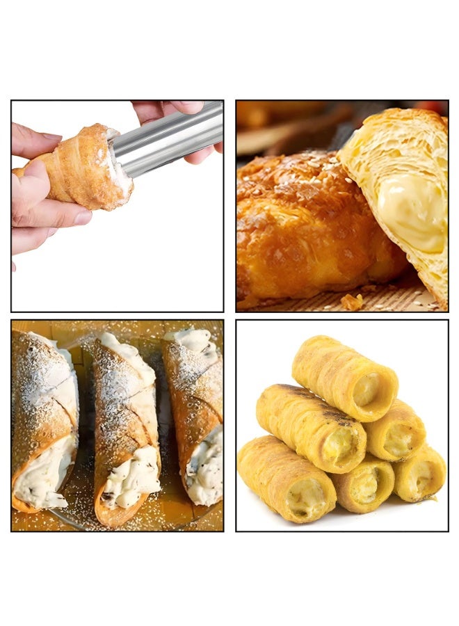 سانموجيد 6 قطع من أنابيب الكانولي، قوالب الكانولي المصنوعة من الفولاذ المقاوم للصدأ، قالب لفائف الكريمة غير اللاصق، قالب الكرواسون لخبز المعجنات الدنماركية ورقائق الفطائر - Image 4