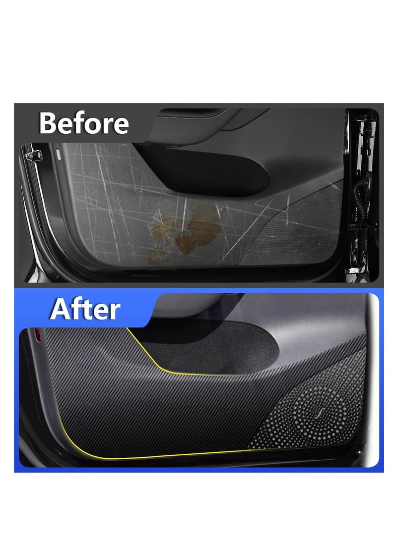 KASTWAVE Car Door Anti Kick Pad for Tesla Model Y 2020 2021 2022 2023 2024, Door Protector Mat Anti-Dirty Anti-Collision Carbon Fibre Style Leather Stickers Interior Accessories (Set of 4) (Model-Y)  - Image 2