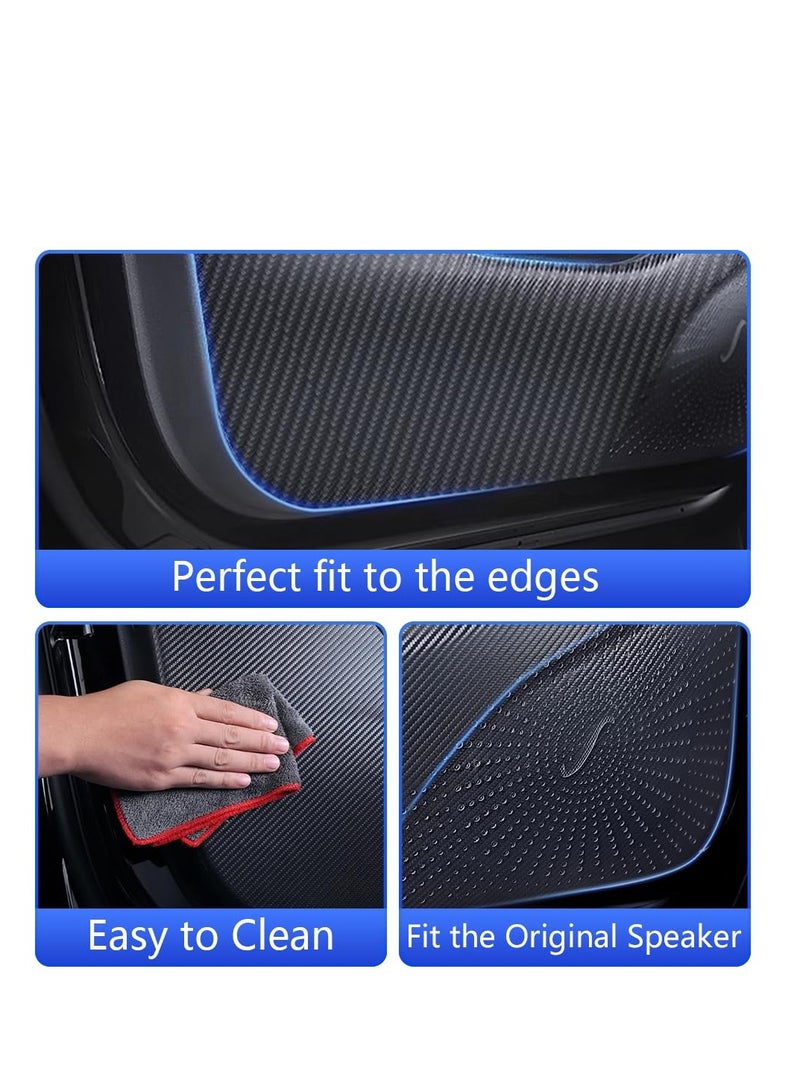 KASTWAVE Car Door Anti Kick Pad for Tesla Model Y 2020 2021 2022 2023 2024, Door Protector Mat Anti-Dirty Anti-Collision Carbon Fibre Style Leather Stickers Interior Accessories (Set of 4) (Model-Y)  - Image 4