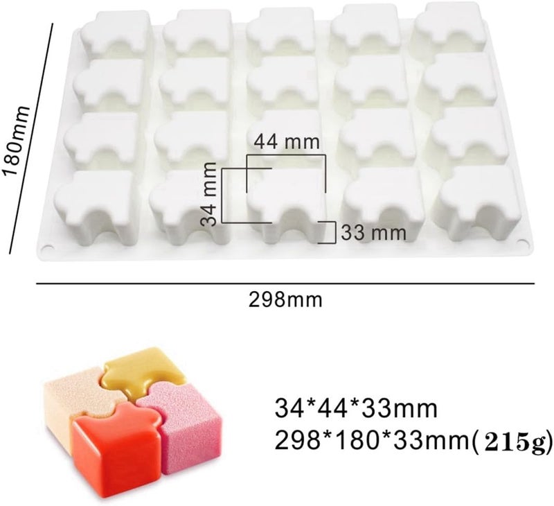 mostsom 3D Puzzle Shape Silicone Mold for DIY Baking Pudding Mousse Chocolate Eco-Friendly Cake Mold Kitchen Accessories Tools (E_ Puzzle) - Image 2
