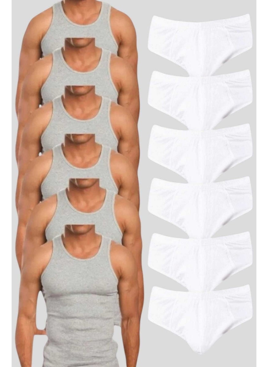 Tezzgelsin Men's Cotton 6 Undershirt 6 Slip Panties Set  - Image 3