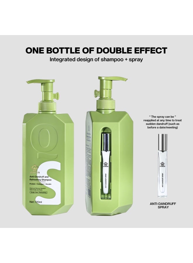 STARPLEX Anti-Dandruff Shampoo 720ml - Protein Collagen & Keratin Complex | Refreshing Scalp Care & Dandruff Removal | + Free Anti-Dandruff Spray - Image 4