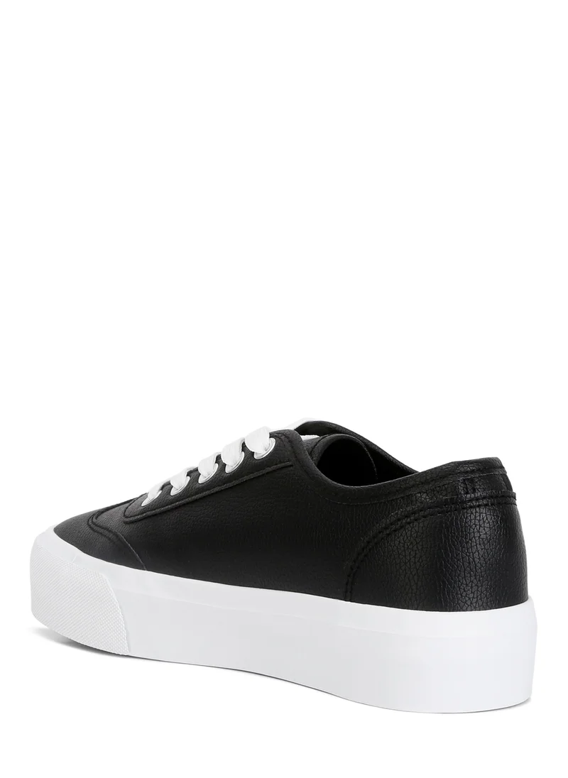 London Rag Black Faux Leather Flatform Sneakers