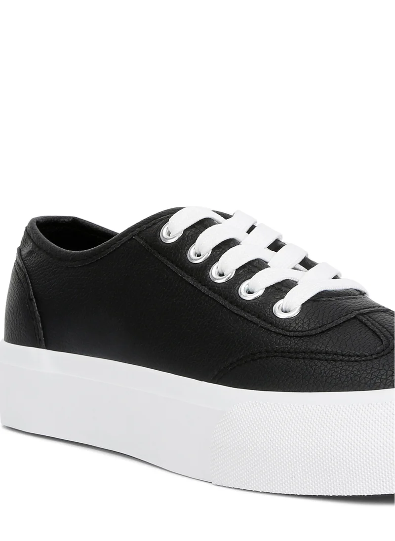 London Rag Black Faux Leather Flatform Sneakers