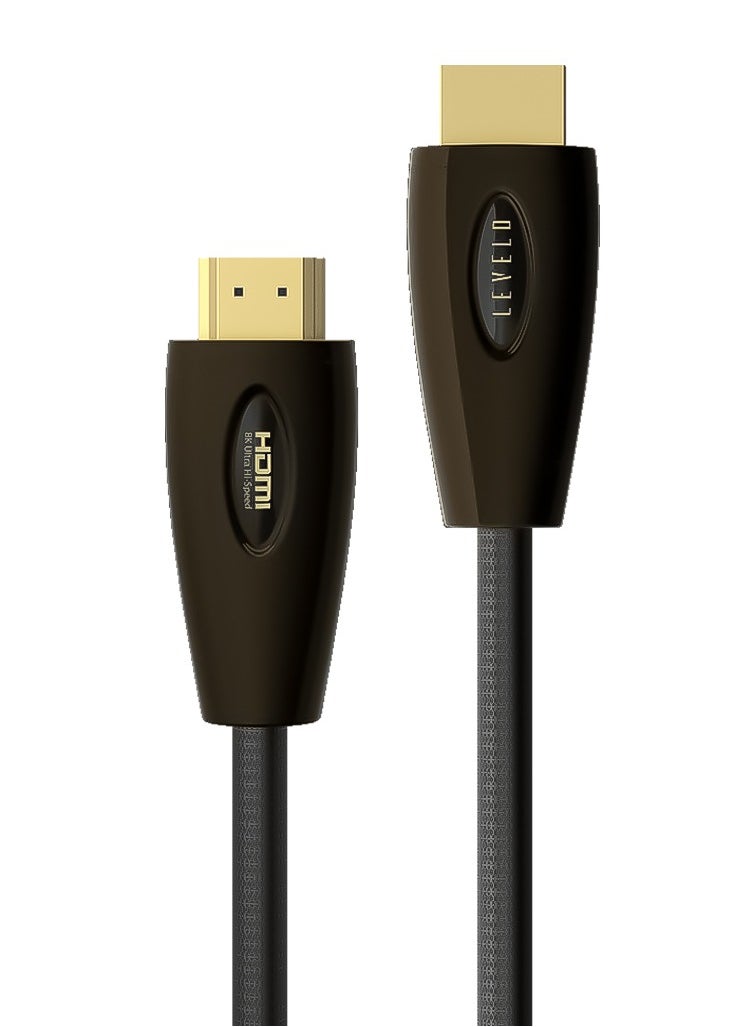 LEVELO 8K60Hz HDMI Cable V2.1 with 2 Meter Length , Zinc-Alloy Shell, Gold-Plated, Nylon Woven, 10K Resolution, HDR Support, 48Gbps Bandwidth Levelo - Black  - Image 1