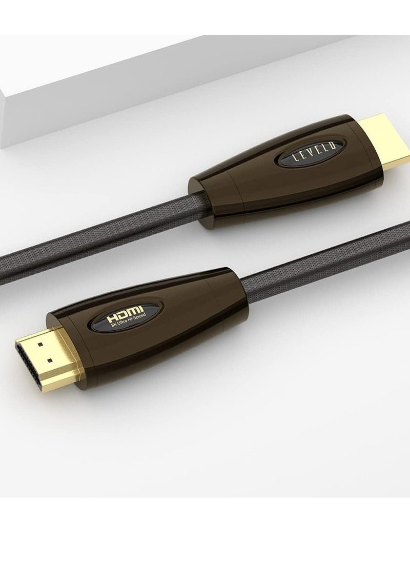 LEVELO 8K60Hz HDMI Cable V2.1 with 2 Meter Length , Zinc-Alloy Shell, Gold-Plated, Nylon Woven, 10K Resolution, HDR Support, 48Gbps Bandwidth Levelo - Black  - Image 5