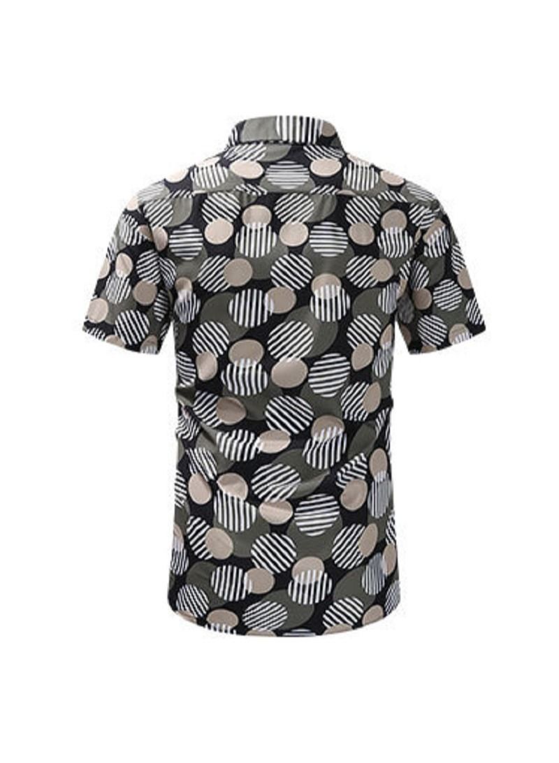 Loquat Summer Retro Printed Men's Short Sleeved Shirt  - Image 2
