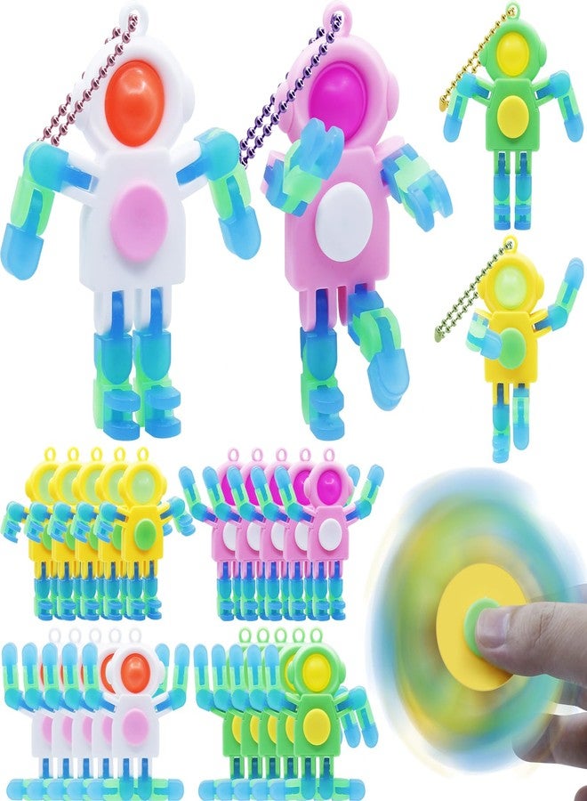 LENDOD 24 PCS Astronaut Transformable Pop Fidget Spinners Toys with Keychain - Party Favors Bulk & Goodie Bag Stuffers for Kids, Sensory Travel Toy for Ages 4-8, Treasure Box Toys for Classroom - Image 1