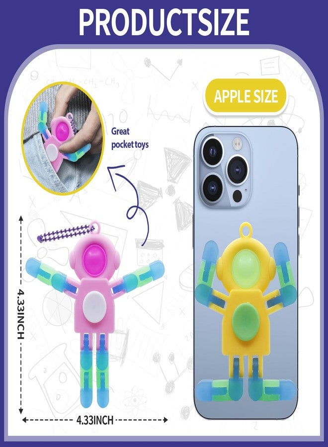 LENDOD 24 PCS Astronaut Transformable Pop Fidget Spinners Toys with Keychain - Party Favors Bulk & Goodie Bag Stuffers for Kids, Sensory Travel Toy for Ages 4-8, Treasure Box Toys for Classroom - Image 2