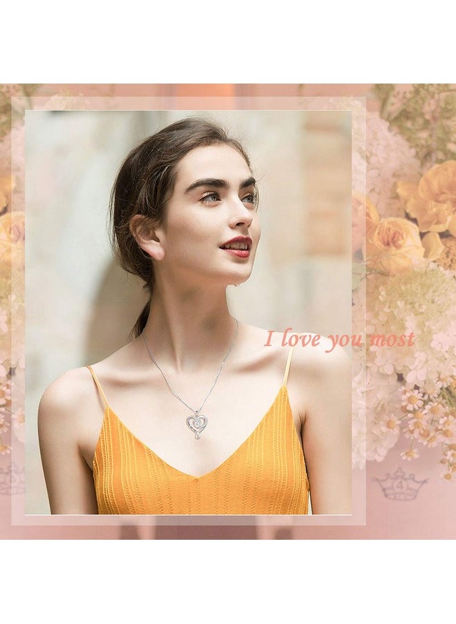 DAOCHONG 925 Sterling Silver Jewelry Engraved I Love You Most Love Heart Pendant Necklace Gift For Women Mum  - Image 2