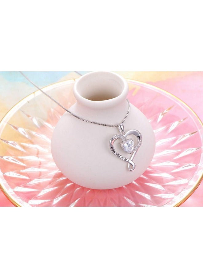 DAOCHONG 925 Sterling Silver Jewelry Engraved I Love You Most Love Heart Pendant Necklace Gift For Women Mum  - Image 3