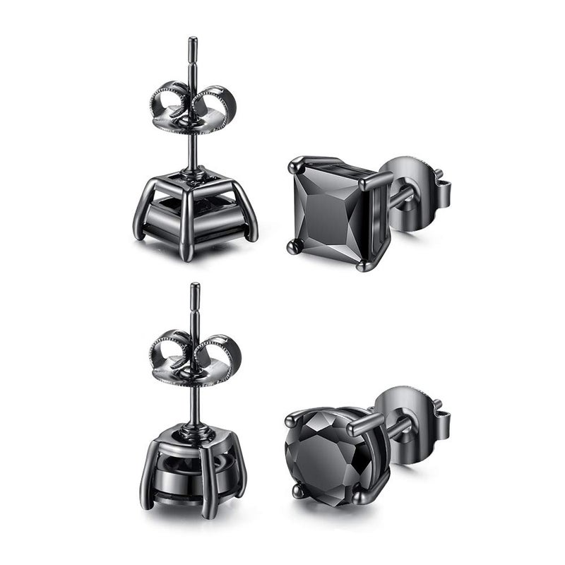 Bala Tarsus Black Cubic Zirconia Earrings Black Stud Earrings for Men Combo 7mm - Image 3