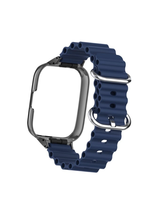 cean Strap Compatible with Xiaomi Redmi Watch 2 Lite/Poco Watch/Horloge 2, Adjustable Silicone Strap with Metal Buckle, Band With Frame Metal Women Men Replacement Strap (Blue) - Image 2
