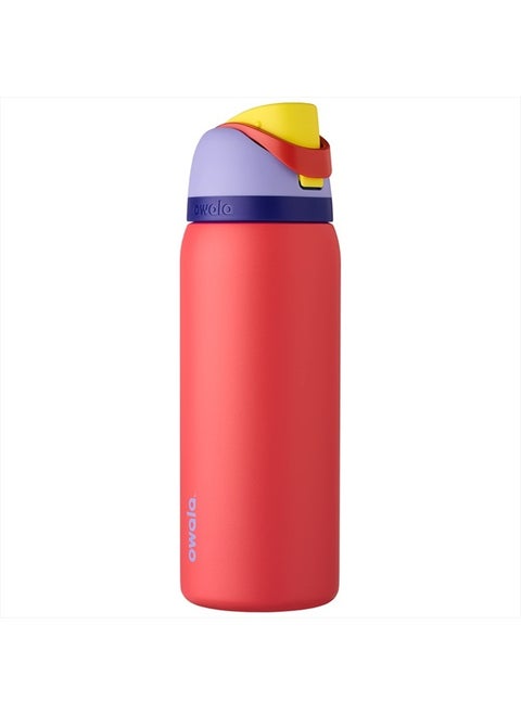 FreeSip Insulated Stainless Steel Water Bottle with Straw, BPA-Free Sports Water Bottle, Great for Travel, 32 Oz, Poolside Punch