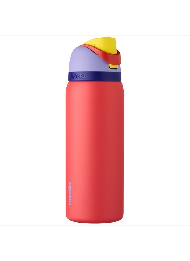 Owala FreeSip Insulated Stainless Steel Water Bottle with Straw, BPA-Free Sports Water Bottle, Great for Travel, 32 Oz, Poolside Punch  - Image 1