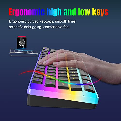 Snpurdiri 60% Wired Gaming Keyboard, Pudding Keycaps with Translucent Layer,RGB Ultra-Compact Mini Keyboards, Waterproof Small 61 Keys Keyboard for Office/Gaming(Black) - Image 4