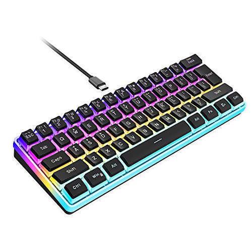 Snpurdiri 60% Wired Gaming Keyboard, Pudding Keycaps with Translucent Layer,RGB Ultra-Compact Mini Keyboards, Waterproof Small 61 Keys Keyboard for Office/Gaming(Black) - Image 1