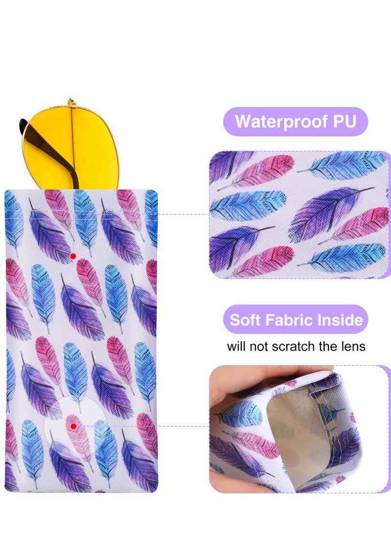 SYOSI Glasses Case, 4PCS Leather Squeeze Top Sunglasses Pouch, Portable Soft PU Leather Eyeglass Cases, Personalised Sunglasses Holder Spectacle Bag for Women Men Kids, One Size  - Image 5