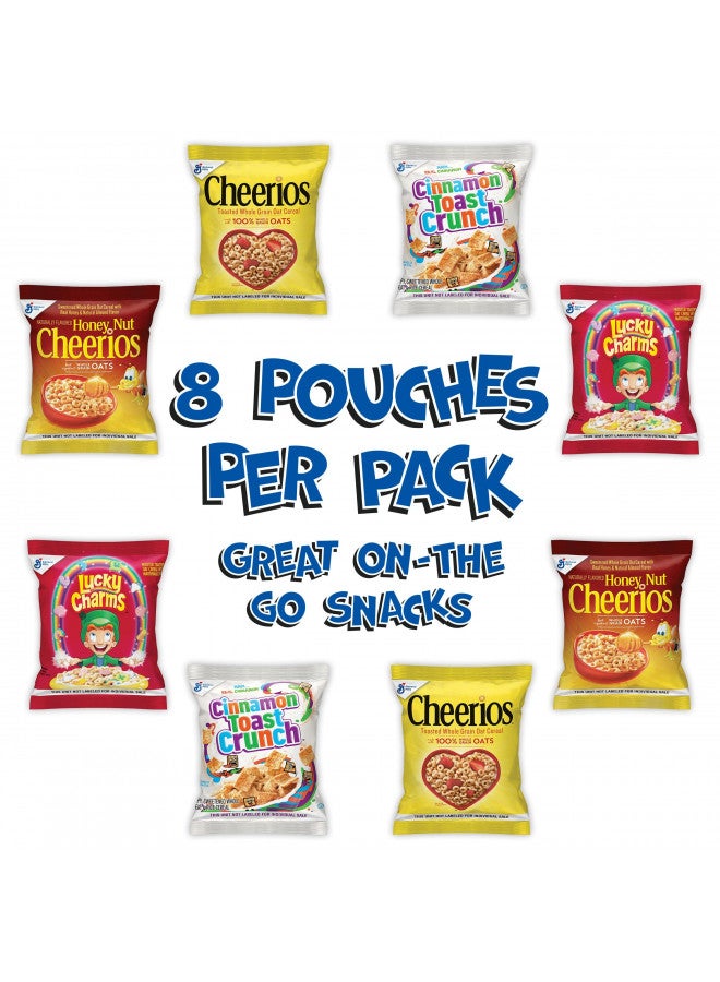 General Mills General Mills Breakfast Cereal Variety Pack, Lucky Charms, Cinnamon Toast Crunch, and Cheerios Varieties, Single Serve Snacks, 9.14 oz (8 Pouches)  - Image 2