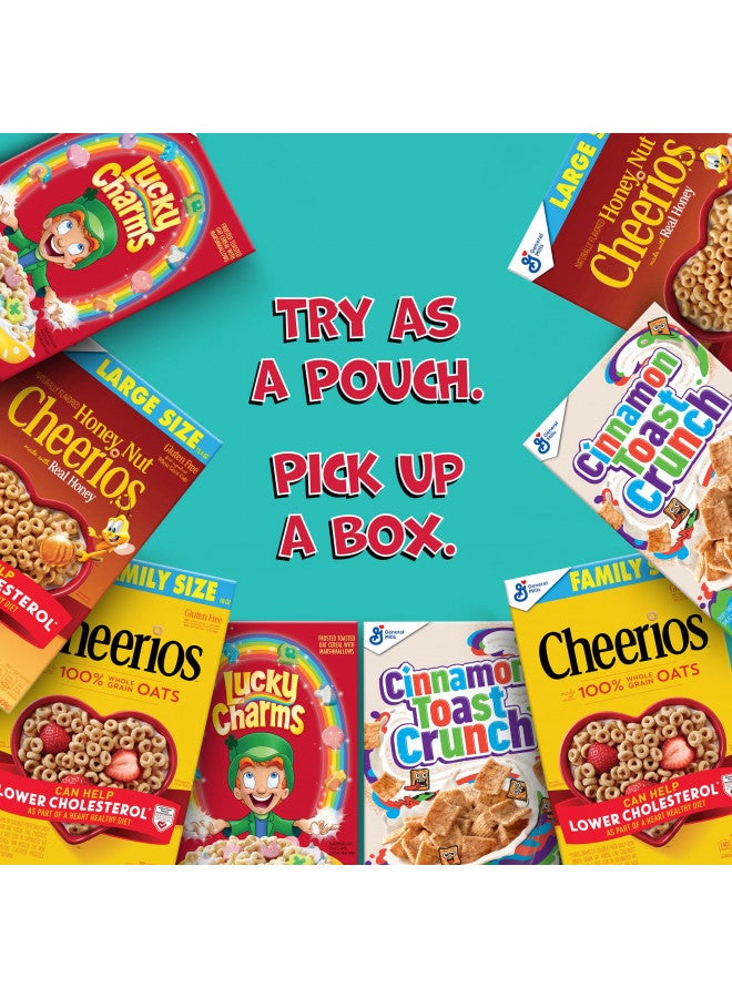 General Mills General Mills Breakfast Cereal Variety Pack, Lucky Charms, Cinnamon Toast Crunch, and Cheerios Varieties, Single Serve Snacks, 9.14 oz (8 Pouches)  - Image 5