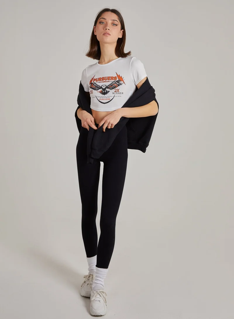 Pink Vanilla  Cropped Ribbed Band Tee for Women | Best Price UAE