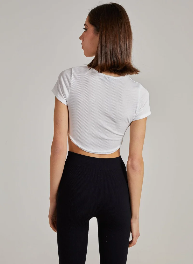 Pink Vanilla  Cropped Ribbed Band Tee for Women | Best Price UAE