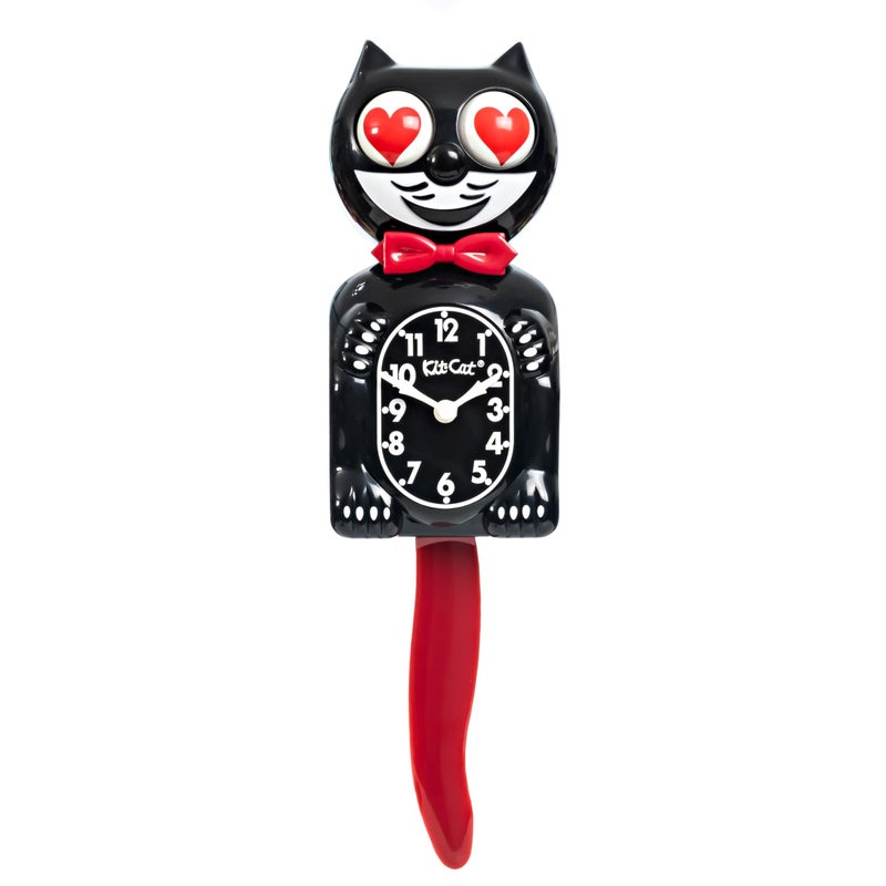 Kit Cat Klock Crimson Royale with Heart Eyes Iconic Cat Clock with Moving Heart Eye and Tail Battery Operated Wall Clock Made in USA Perfect for Home Decor Mid Century Modern Clock - Image 2