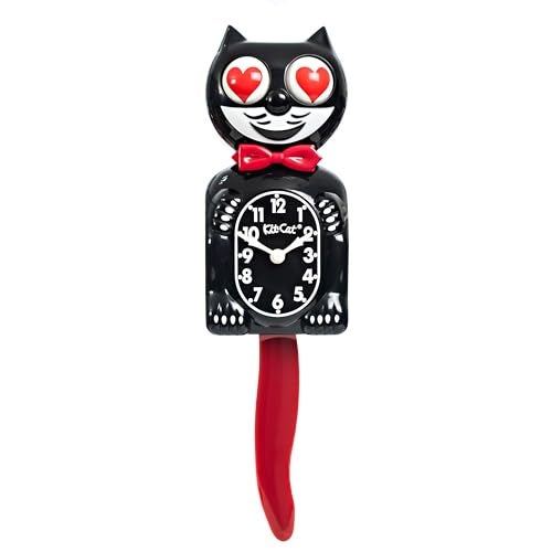 Kit Cat Klock Crimson Royale with Heart Eyes Iconic Cat Clock with Moving Heart Eye and Tail Battery Operated Wall Clock Made in USA Perfect for Home Decor Mid Century Modern Clock - Image 1