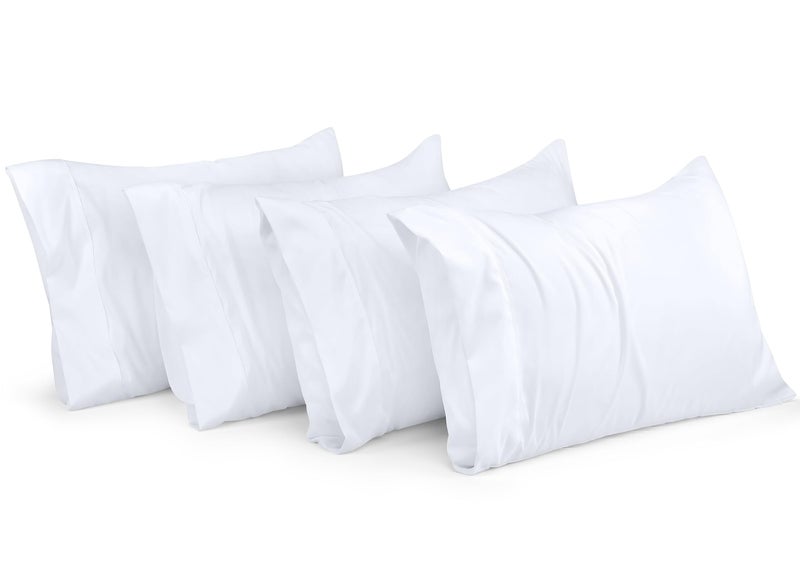 Utopia Bedding King Pillow Cases 4 Pack Envelope Closure Soft Brushed Microfiber Fabric Shrinkage and Fade Resistant Pillow Covers King Size 20 X 40 Inches King White