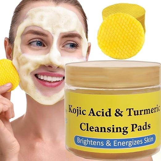 Turmeric & Kojic Acid Face Cleansing Pads for Dark Spots, Skin Brightening & Acne Prevention | Vitamin C, Retinol & Chamomile Hydrolat | For Women & Men | All Skin Type | 50 Pieces - Image 2