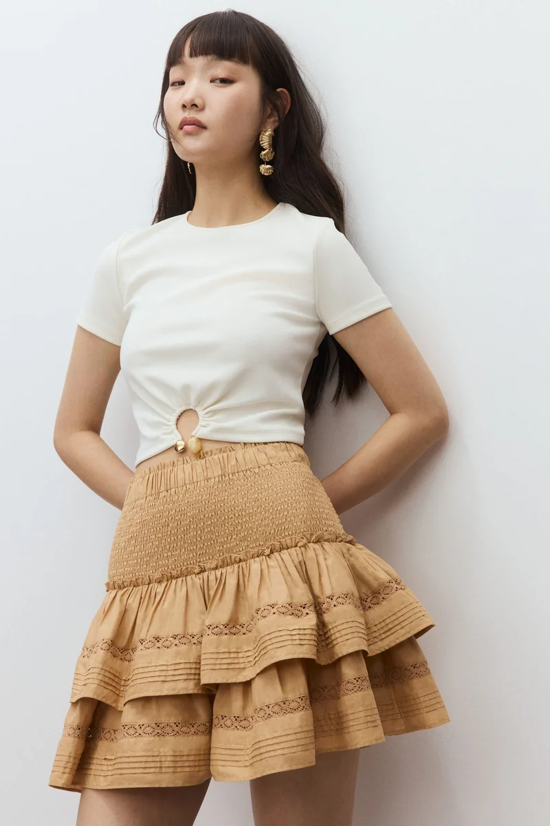 H&M Lace-inset tiered skirt
