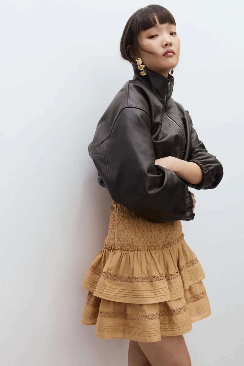 H&M Lace-inset tiered skirt