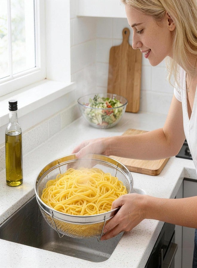 DOPMEP Fine Mesh Strainer for Kitchen, Stainless Steel Colander Bowl for Pasta, Rice, Fruit, Metal Net Baskets with Resting Base - Strain, Drain, Rinse （Diameter 12.2 inch） - Image 5