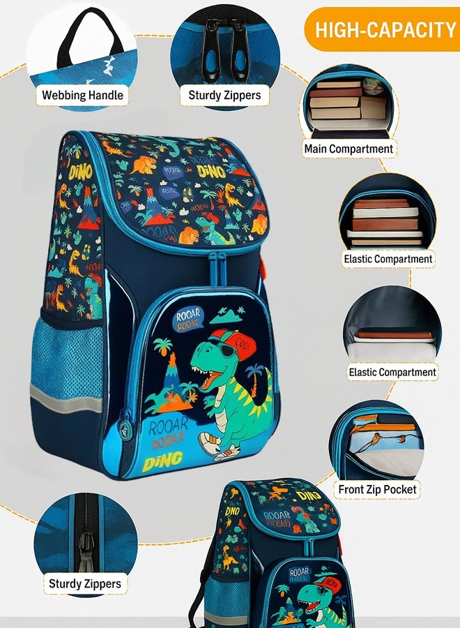 Riolio Dinosaur Kids School Backpack â€“ Lightweight, Ergonomic, Large Capacity with Chest Strap & Breathable Back, for Boys Aged 3â€“10 - Image 2