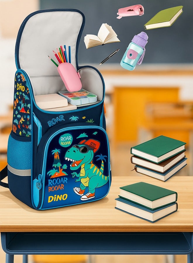 Riolio Dinosaur Kids School Backpack â€“ Lightweight, Ergonomic, Large Capacity with Chest Strap & Breathable Back, for Boys Aged 3â€“10 - Image 3