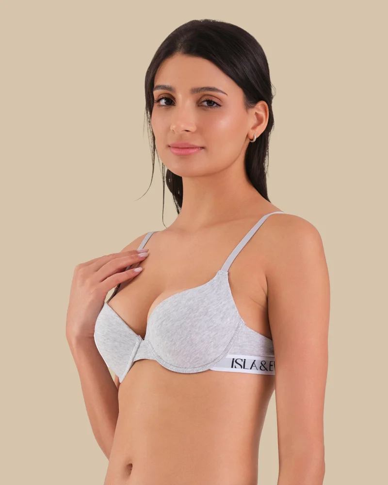 Isla & Evie Isla & Evie Grey Trendy Tshirt Pushup Bra