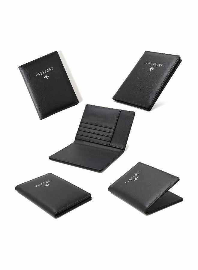 Travel Wallet Passport Holder Blocking Leather Passport Cover Case with Wallet for Credit Card, Money, Boarding, Passport Holder Protector for Men Women (Black) - Image 2