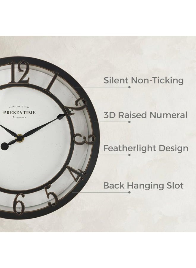 Presentime & Co 10" Farmhouse Series Wall Clock, Vintage Style, Retro Clock, Silent no Ticking, Oil Rubbed Bronze Finish - Image 2