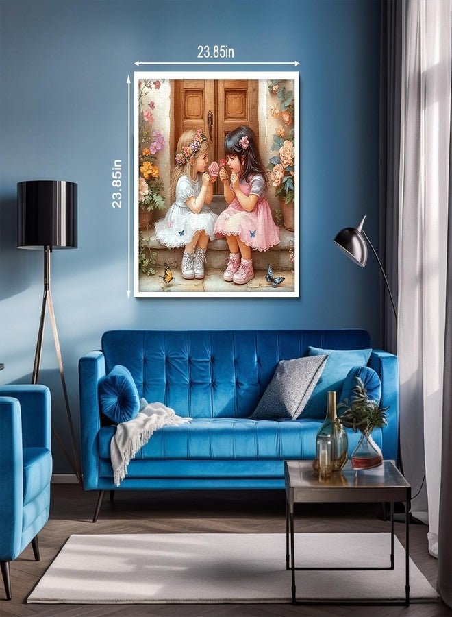 PPuzzling Sweet Flower Crown Girl Sharing Roses Puzzles for Adults 1000 Pieces, Vintage Door Flower Aesthetic Jigsaw Puzzle, Challenging Floral Garden Scene with Butterfly Puzzle as Home Wall Art - Image 3