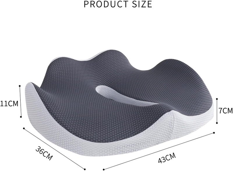 AUTOYSUR وسادة مقعد من إسفنج الذاكرة للجلوس الطويل، وسادة كرسي لكرسي المكتب، مقعد السيارة، لتخفيف آلام عرق النسا وعظم الذنب، قاعدة مضادة للانزلاق، ناعمة وجيدة التهوية (أسود) - Image 2