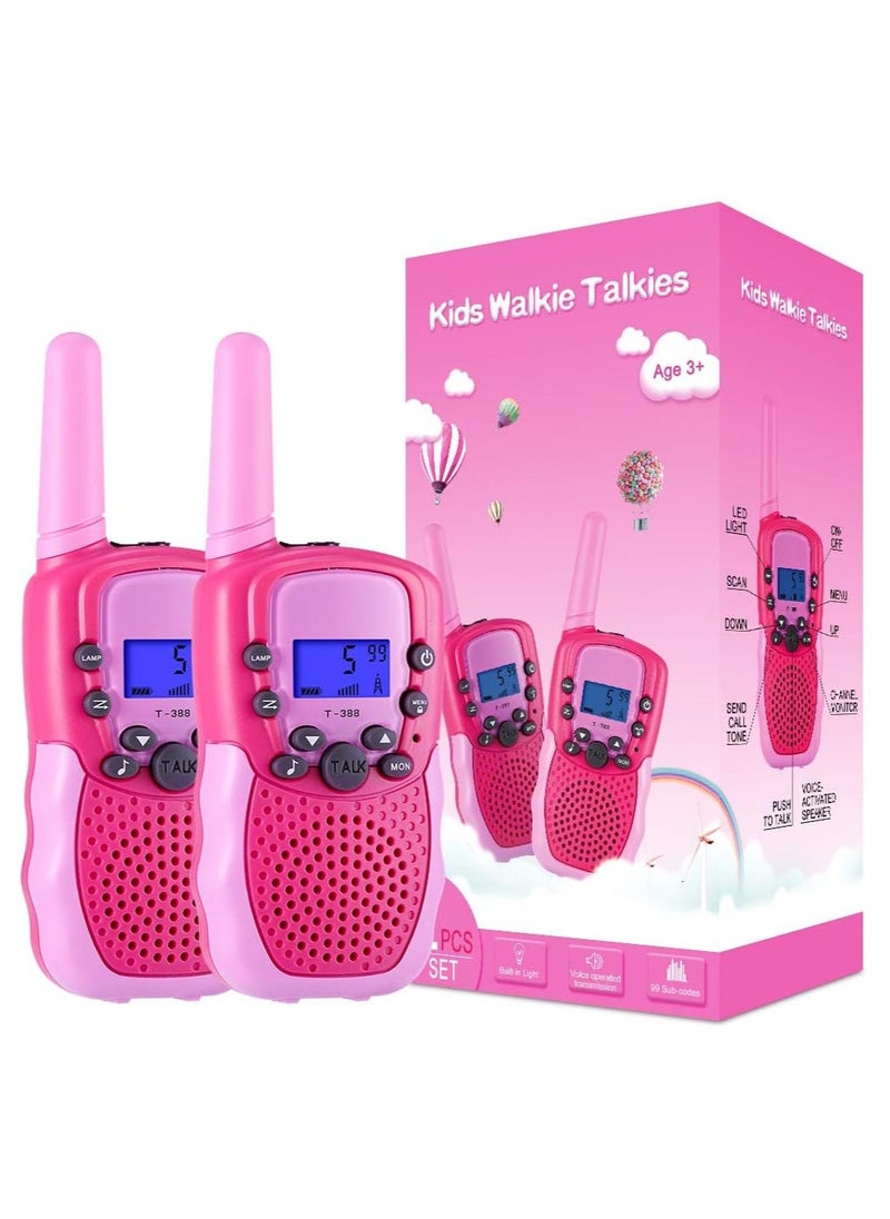 Verci - Toys for 3-12 Year Old Boys Girls, Walkie Talkies for Kids 22 Channels 2 Way Radio Toy with Backlit LCD Flashlight, 3 Miles Range for Outside, Camping, Hiking (Pink) - Image 1