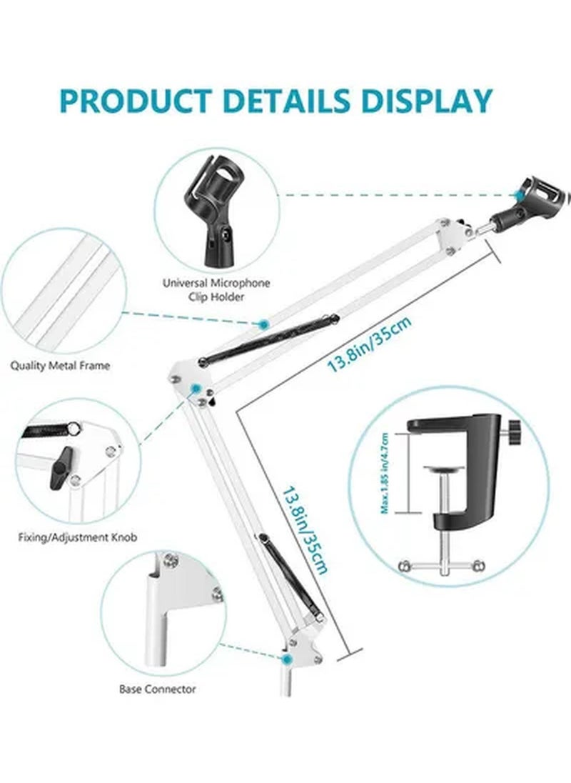 ZOOMEE - Extendable Recording Microphone Stand Holder White - Image 1