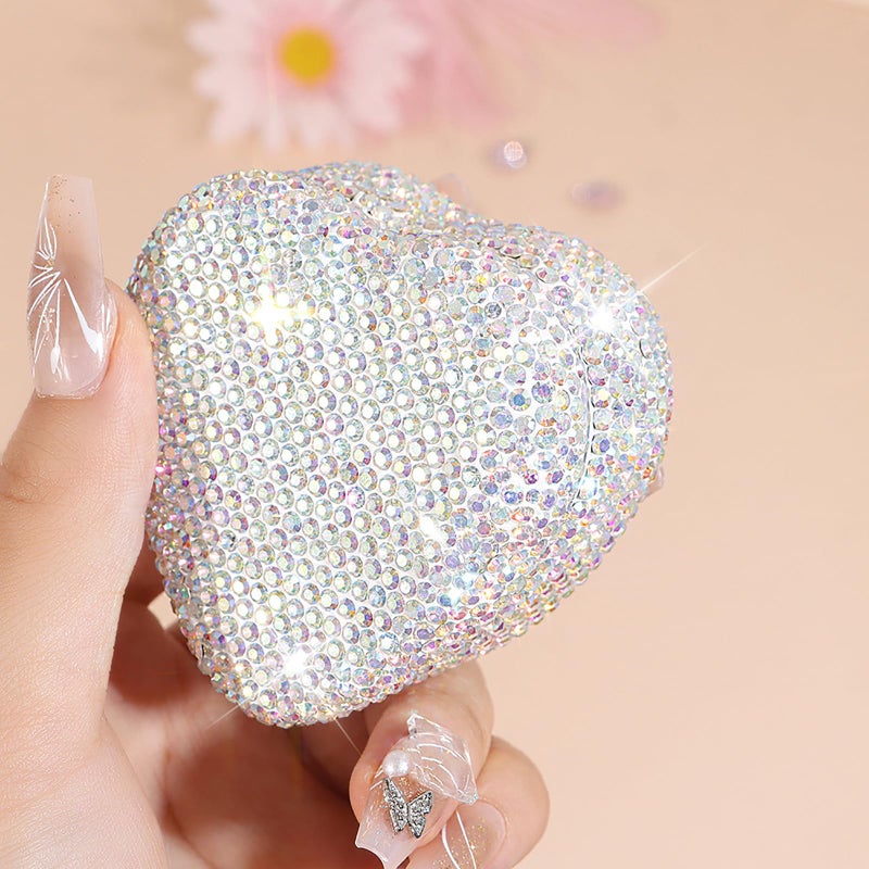 YINXIANJIN Full Diamond Heart-Shaped Jewelry Box, Mini Shiny Decorative Box for Storage Ring Earrings Trinkets Portable Travel Jewelry Holder Cute Festive Gift Box for Women and Girls (Multicolored) - Image 2