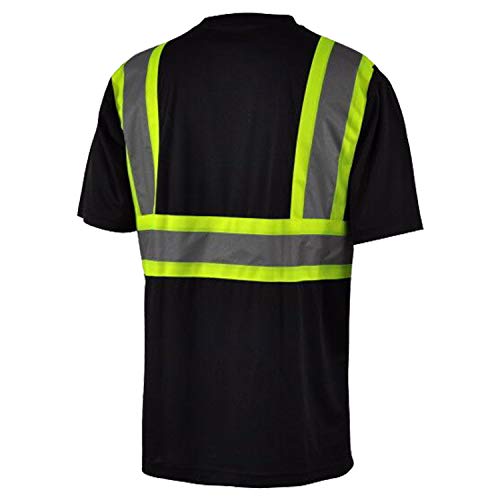 L&M Hi Vis Class 3 T Shirt Reflective Safety Black Short Long Sleeve HIGH Visibility 39 55 (XX-Large, Black(Short Sleeve)) - Image 2