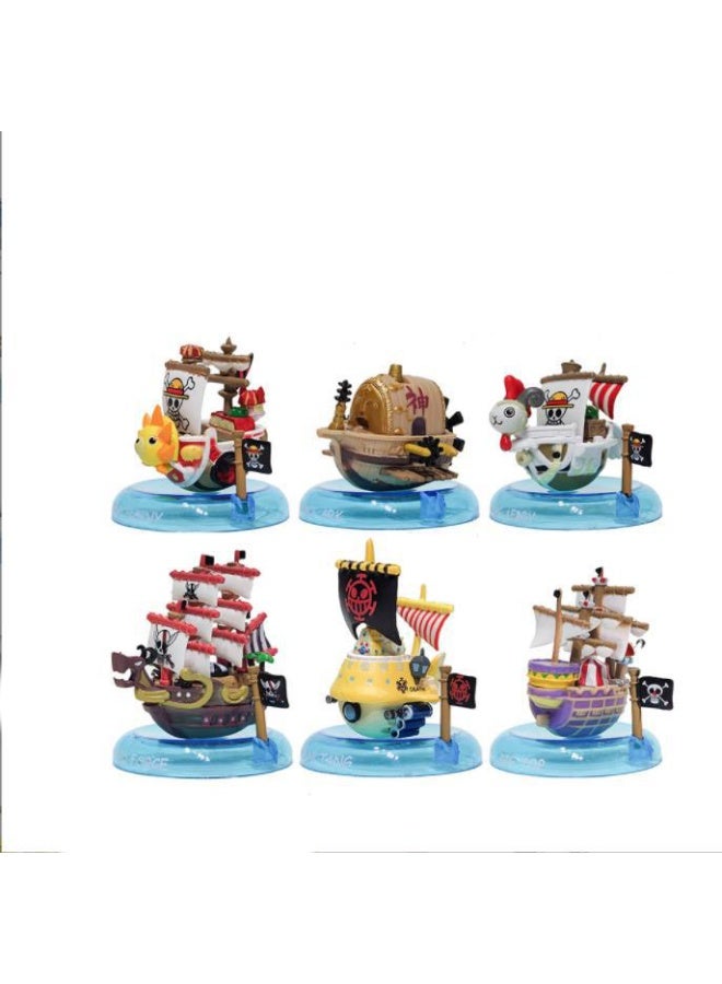 HALAMODO Mystery Box,One Piece 6-Piece Pirate Ship Model Set ,Sunny Go, Going Merry, Blackbeard's Ship and More, Ideal Desk Decor and Birthday Surprise 7cm - Image 3