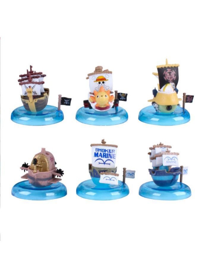 HALAMODO Mystery Box,One Piece 6-Piece Pirate Ship Model Set ,Sunny Go, Going Merry, Blackbeard's Ship and More, Ideal Desk Decor and Birthday Surprise 7cm - Image 2
