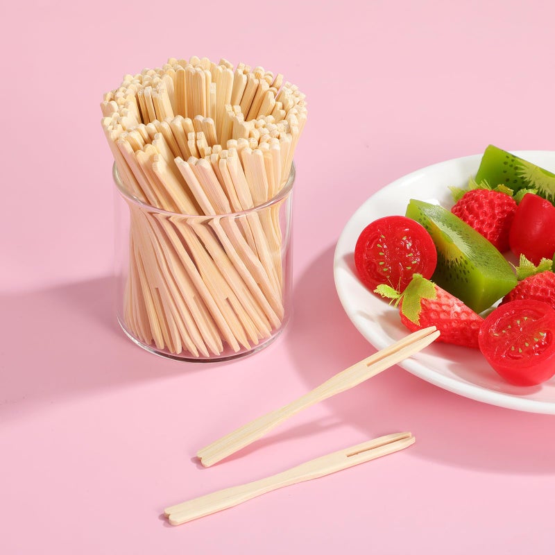Disposable 9cm Two Tooth Fruit Forks 500 Pieces 5 Packs Eco Friendly for Parties Weddings - Image 5