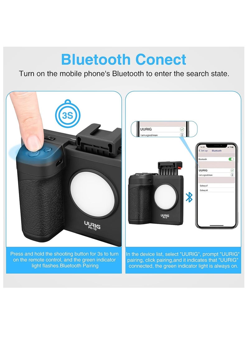 Generic Smartphone Camera Grip, Griphone CapGrip with Detachable Wireless Remote Control, Three-Speed Adjustable Fill Light for Phones Video/Photo Shooting  - Image 2