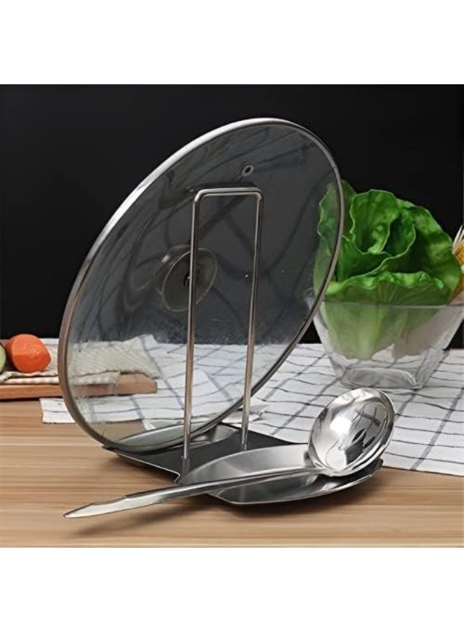 VIUAUAX pot lid holder and pan spoon rest for kitchen utensils shelf rack stand stainless steel pot cover holder home stove organizer cookware soup spoon kitchen tool a storage accessories - Image 2